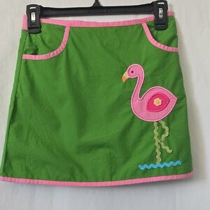 Lands' End Emerald Cove Girls Green Skirt Skort with Pink Flamingo NWT Sz 10 NEW